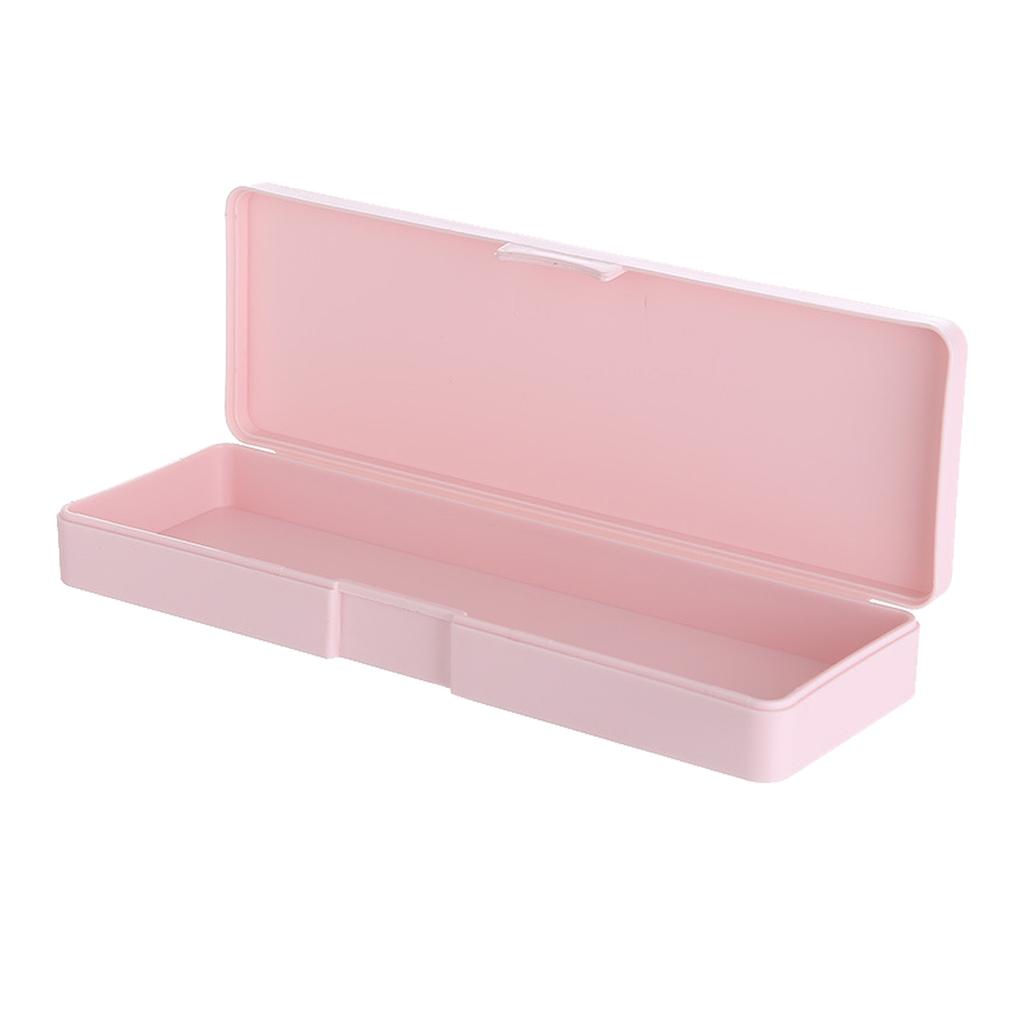 Пластиковый пенал на кнопке Легкий Портативный Простой дизайн Пенал для студентов Канцелярские товары Светло-розовый