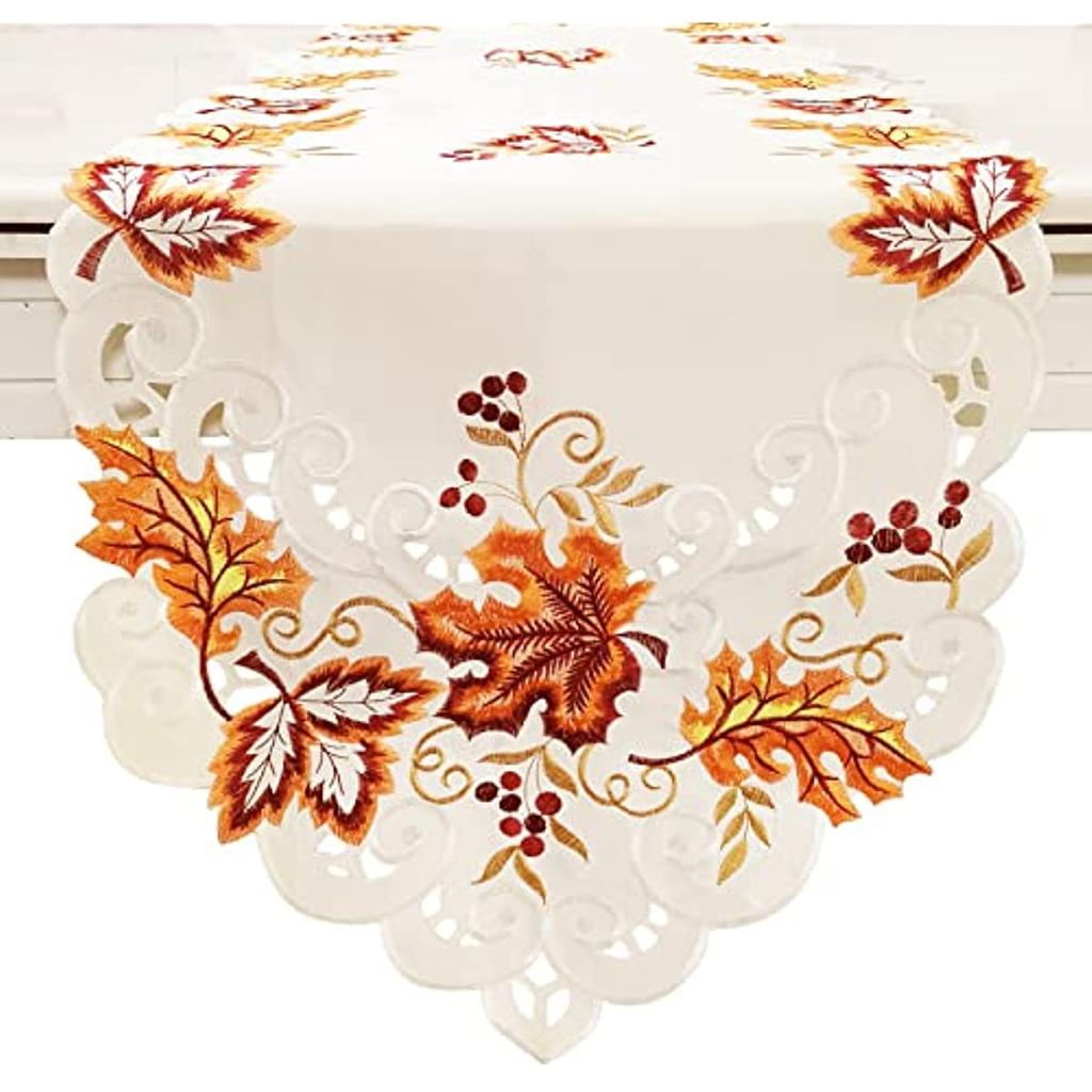 Fall Table Runner with Maple Leaf 15 X 67 Inch Festival Table Runner Thanksgiving Table Decorations for Parties Gatherings Restaurant Home Decor