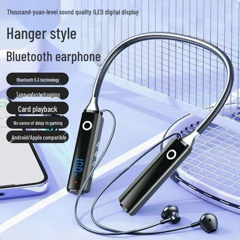 Беспроводные Bluetooth-наушники 003: Сверхдлительное время работы от аккумулятора, Индикатор питания, Низкая задержка, Полувнутриканальный дизайн с шейным ободком.