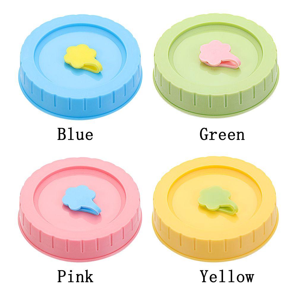1/4Pcs Plastic Leak-Proof Food Storage With Straw Hole Canning Lids Jar Caps Mason Jar Lids