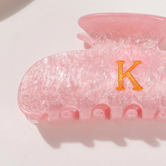 Женская заколка для волос с принтом букв, противоскользящими зубцами, зажим для волос на затылок, большой размер, зажим для волос для душа, аксессуар для волос