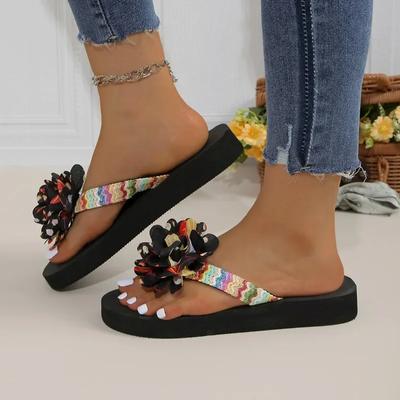 Распродажа модной женской обуви 2024 года. Новые женские тапочки для отдыха на открытом воздухе. Летние лаконичные разноцветные тапочки с цветами на низком каблуке с открытым носком.