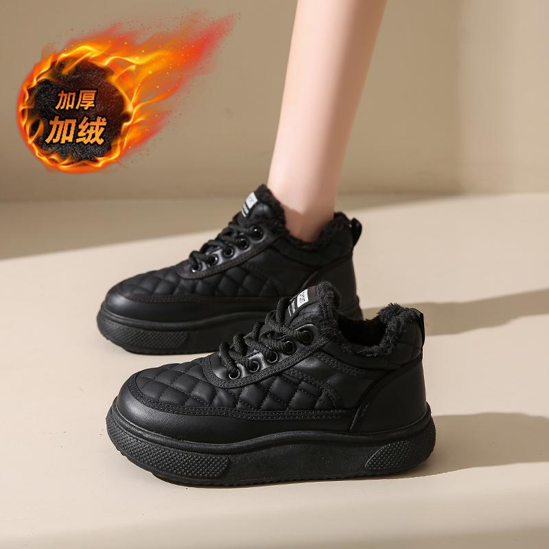 CRLAYDK Classic Women's Fashion Sneakers Winter Fur Lined Casual Tennis Platform Skate Leather Shoes Lady Walking Ankle Botas