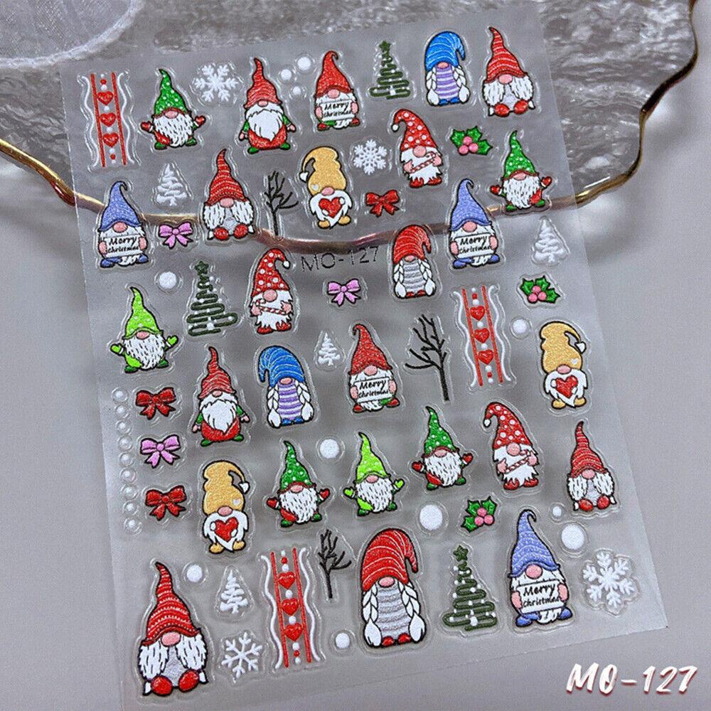 Рождественский милый мультфильм Пингвин Белл Рождественский человек Снежинка 3D наклейки для ногтей