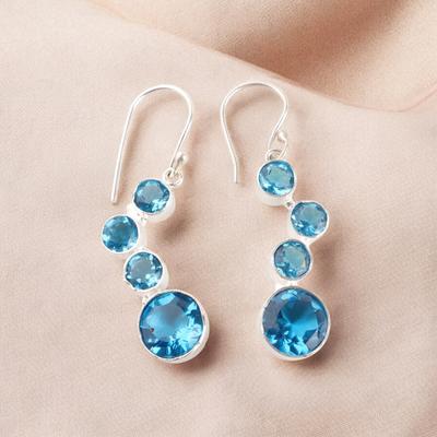 Серьги с драгоценным камнем Швейцарский голубой топаз 925 проба серебро ручная работа ювелирные изделия для свадьбы EE-161-3
