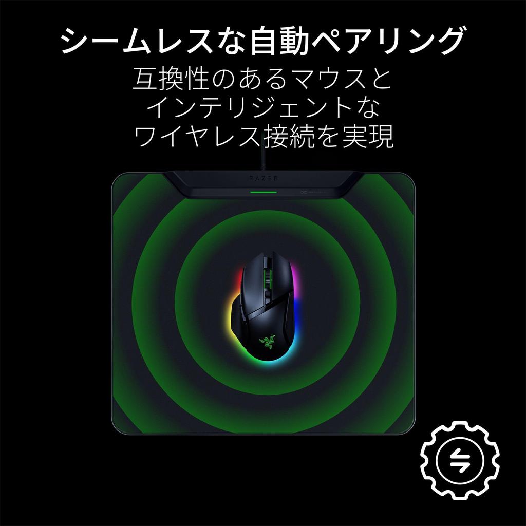 Razer Игровой коврик для мыши HyperFlux V2 Hard Edition с беспроводной зарядкой и жесткой поверхностью, совместимый с Basilisk V3 Pro, Basilisk V3, Naga V2 и Cobra