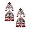 Brass Silver Oxidised Plating Rangabati Pink Embellishments Jhumka Earrings with Pearl Beads for Women and Girls