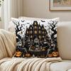 Halloween Maximalist Cushion Cover Breathable Organic Short Plush Pillow Case Machine Washable Wrinkle-Resistant Soft Durable