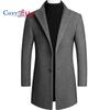 Men's Wool Blend Coat with Detachable Plaid Scarfs Notched Collar Single Breasted Pea Coat