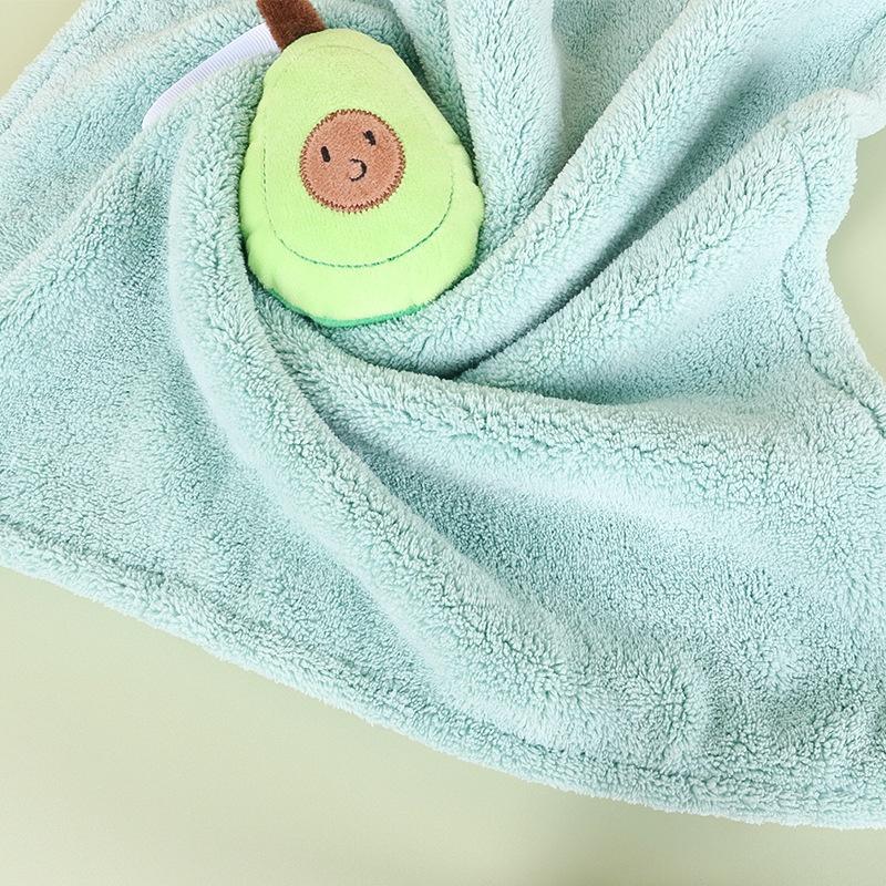 Customizable Jienifu In-stock Cartoon Fruit square Hand Towels Hangable Coral Fleece with Embroidery & Edging