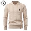 Осень и зима 2025 Новая вышивка Мужской жаккардовый свитер Мужской свитер-пуловер Однотонный Вязаный свитер с V-образным вырезом Мужской