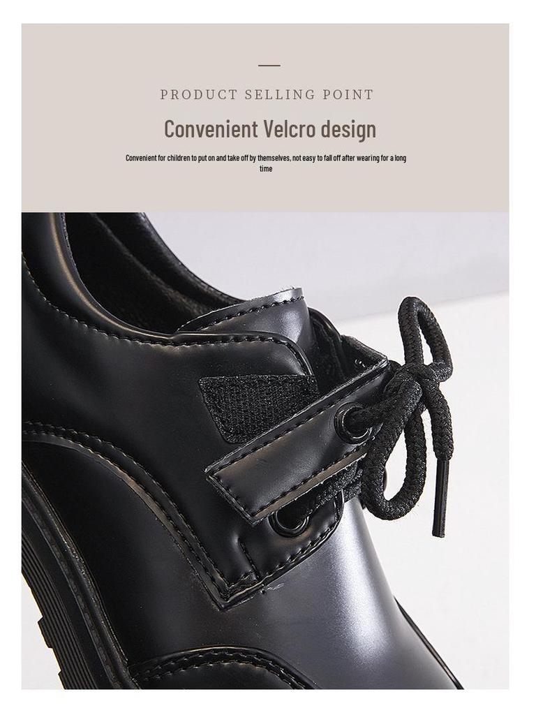 Мальчиковые черные кожаные школьные туфли - Корейский стиль, мягкая подошва, весна/осень 2025