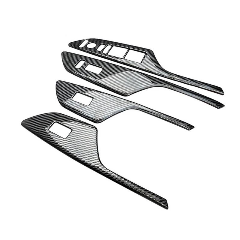 4 шт. для Honda Civic 2016-2020, крышка переключателя окна автомобиля, накладка из углеродного волокна, наклейки, автомобильные аксессуары для интерьера