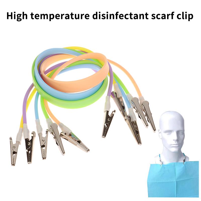 1Pc Dental Autoclavable Bib Clips Chain Napkin Holder Baby Silicone Patient Clips Scarf Dentist Tools