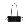 Elegant PU Bow Shoulder Bag Glossy Finish Slim Rectangular Handbag Polka Dot Underarm Bag  Commute