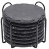 Set of 8 Slate Coasters with Storage Holder, Premium Heat-Resistant and Quick-Drying, for Coffee, Drinks, Alcohol, and Tea, Perfect for Guests. GOH DO
