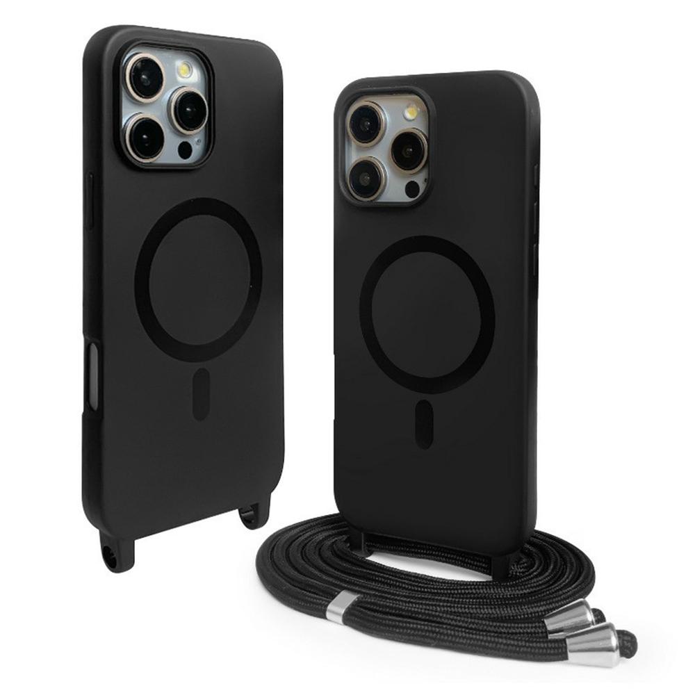 For iPhone 16 Pro Max Magnetic Case Compatible with MagSafe Soft TPU Phone Cover with Lanyard