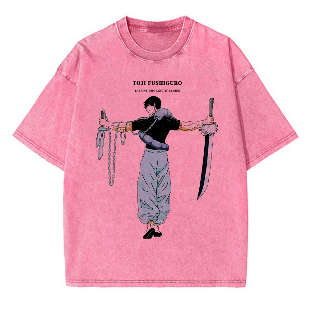 Футболка с принтом аниме Jujutsu Kaisen Fushiguro Toji для мужчин и женщин, винтажные футболки из потертого хлопка, футболка с мангой, мужская свободная футболка в стиле Харадзюку