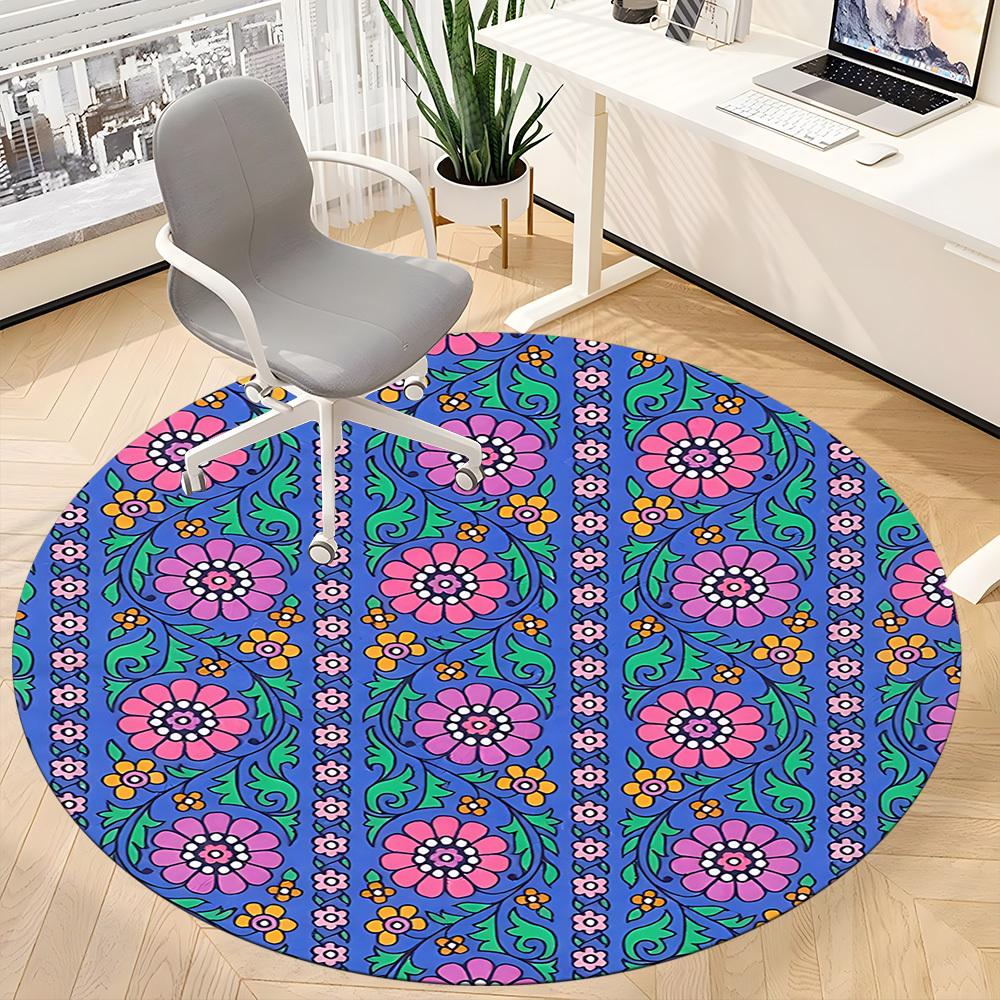 1pc Floral Pattern Chair Carpet for Office Non Slip, Machine Washable Rug for Office, Room Holiday Decor for Christmas, Birthday Polyester