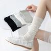 Ballet Style Hollow Calf Socks Cover Women'S Summer Thin Breathable Stepping Foot Stacking Socks Wavy Fungus Edge Half Sole Leg Cover