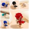 Retro Original Exaggerated National Wind Butterfly Rose Ring Crystal Bohemian Alloy Jewelry Women Gift