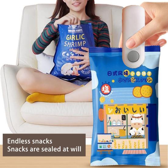 Mini Bag Sealer with Cutter Magnetic USB Rechargeable Portable Snacks Food Vacuum Bag Heat Sealing Machine Resealer Opener Kitchen Gadget ADM