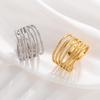 Trendy Women's Stainless Steel Open Ring, Multi-layer Intersecting Titanium Design, Non-fading
