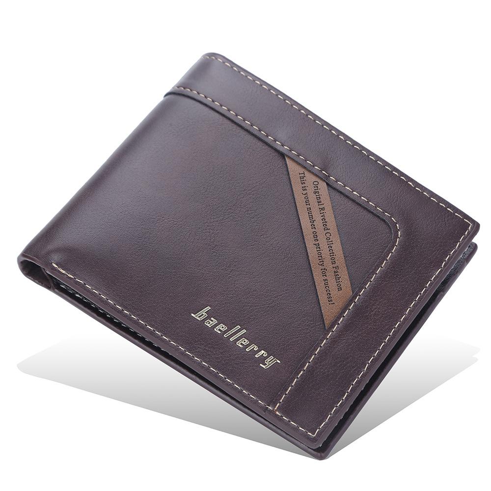 Baellerry Classic Brand Design Men Short Wallets Artificial Leather Vintage Business Bifold Wallet Fashion Card Holder Purse