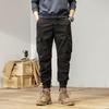 Мужские высококачественные утолщенные хлопковые рабочие брюки с множеством карманов и манжетами для весны и осени