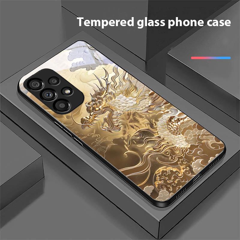 Золотой Феникс Для Samsung Galaxy S10 20 Plus 21 FE 22 23 24 FE 25 Ultra Черный Чехол для телефона из закаленного стекла Жесткий чехол