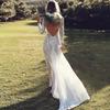 2020 Fall European & American Women's Long Sleeve Lace Backless Floor-Length Wedding Dress