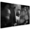 Three Piece Picture Canvas Print Buddha Statue Black and White