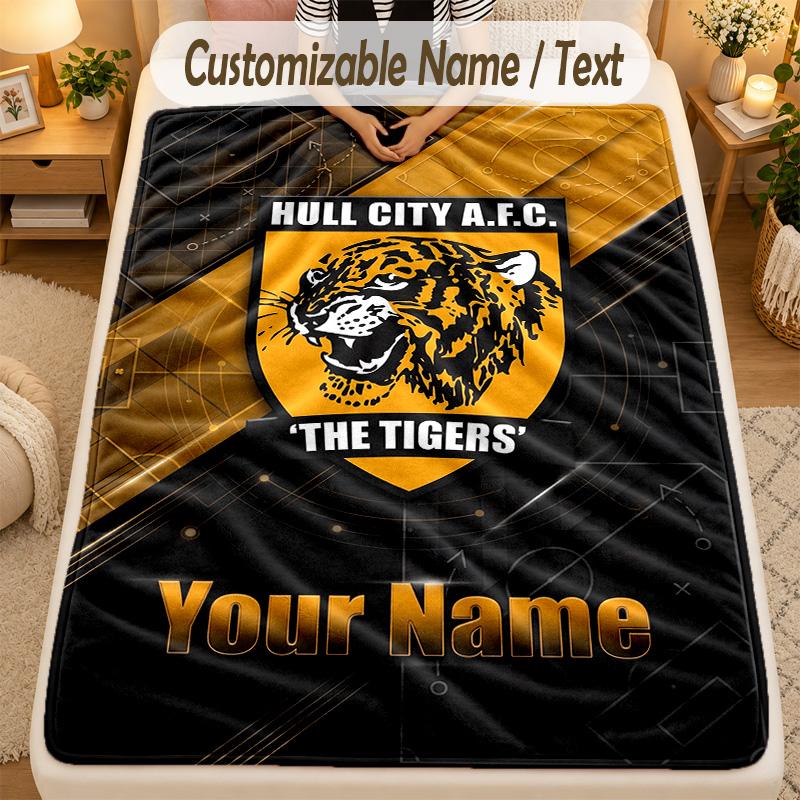 Flannel BlanketHull City Custom Name Text Personalized Soft Warm Throw Blanket Home Decor Gift