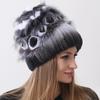 Floral Rabbit Fur Hat Winter Women Fashion Stylish Warm Real Fur Hat
