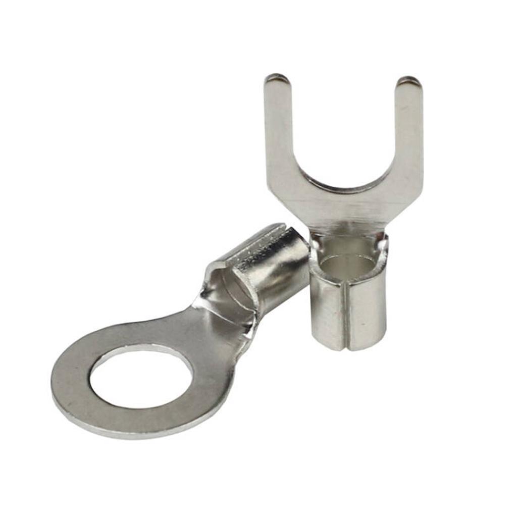 320 PCS Brass Non-Insulated Ring Fork Terminal Crimp Electric Wire Terminals Battery Cable Terminals High Conductivity