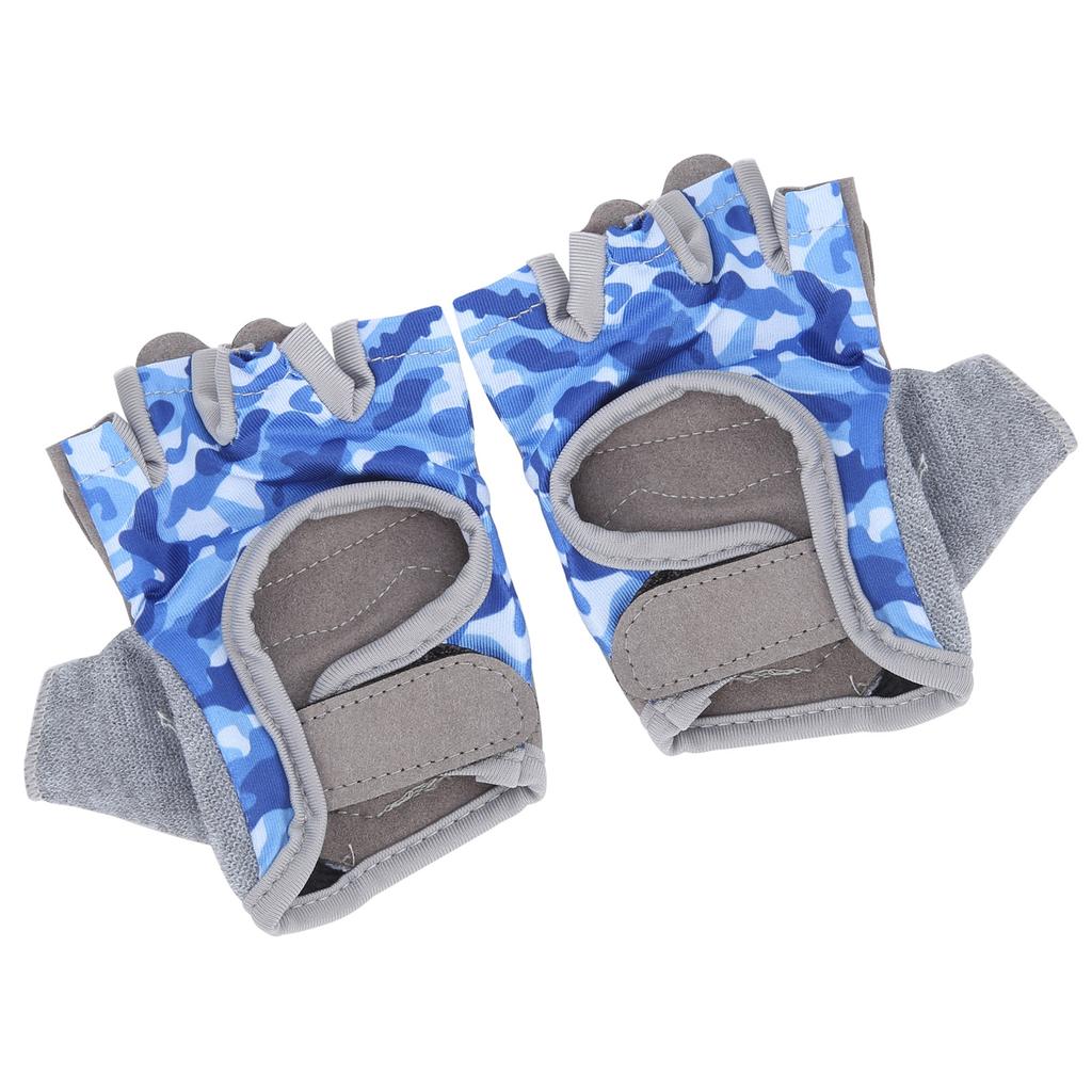 Нескользящие Синие Велосипедные Детские Перчатки с Открытыми Пальцами Фитнес Езда Защитное Снаряжение(XXS )