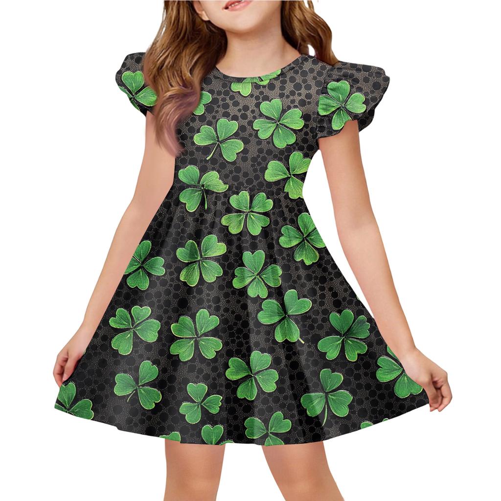 Летнее платье принцессы для девочек - А-силуэтное платье-футболка Ст. День Патрика