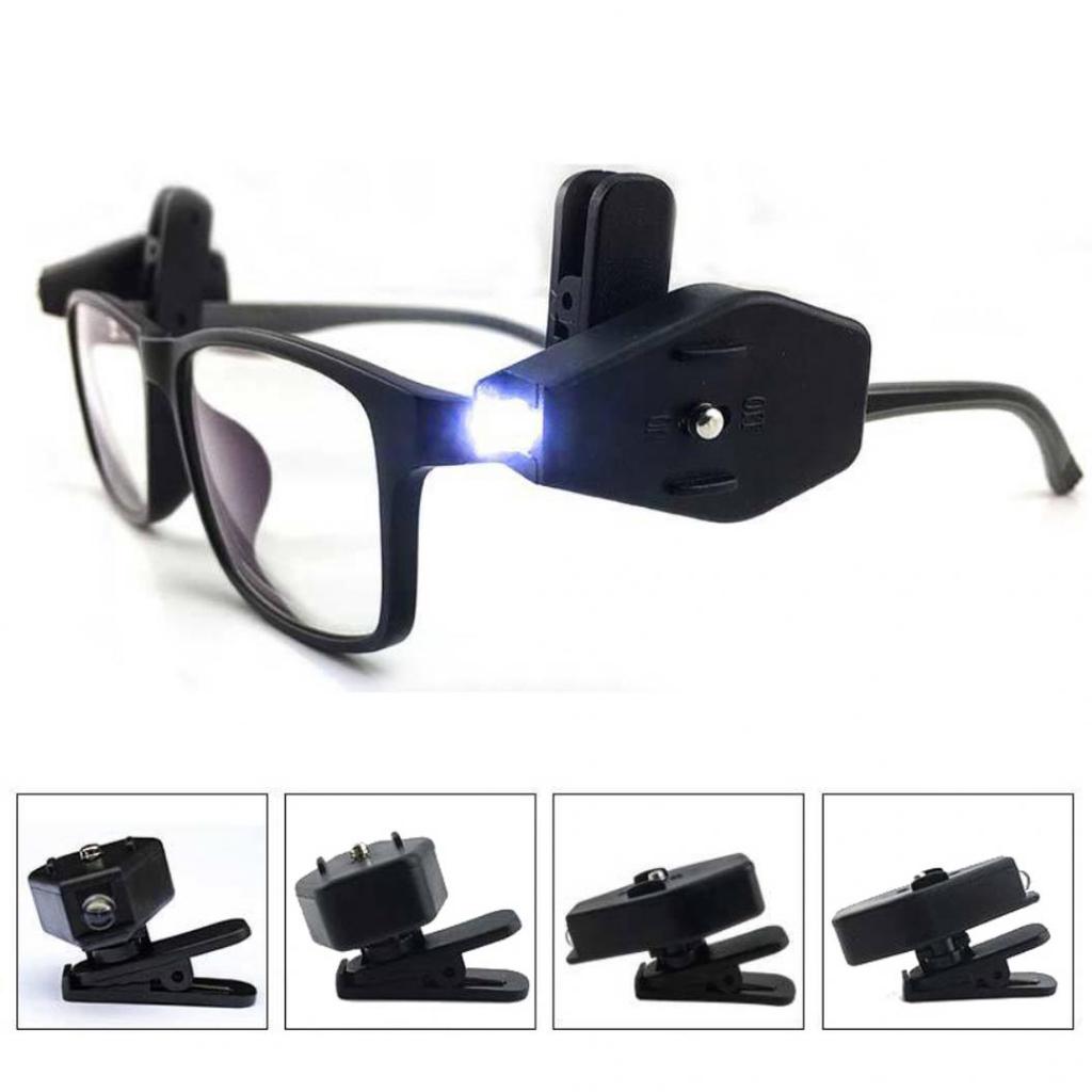 Portable Mini LED Light Glasses Clip-on Lamp Reading Illumination Outdoor Tool