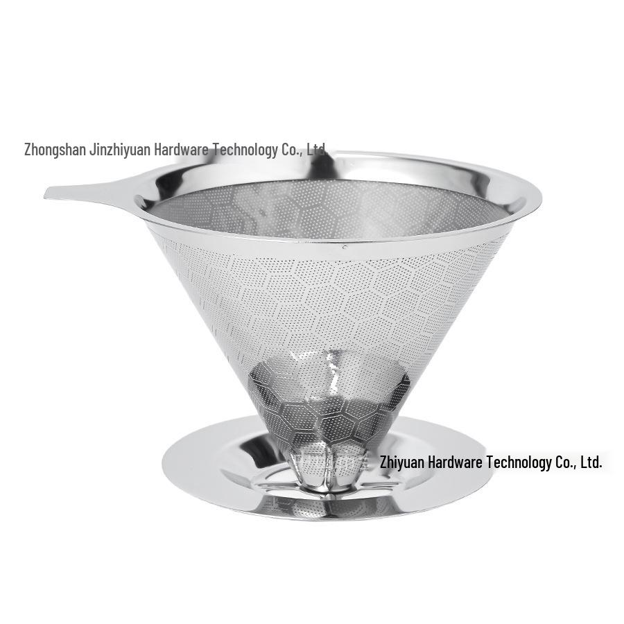 Кофеварка V60 из нержавеющей стали, двойной слой, с сетчатым фильтром