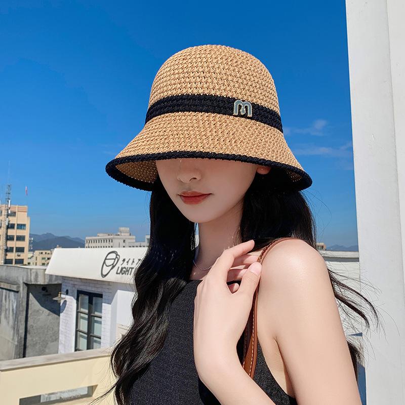 Big head circumference bucket hat female M standard face covering sun protection hat UV protection beach outdoor sun hat