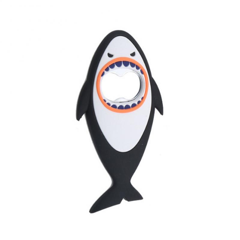 Creative Shark Shaped Bottle Opener Soft Rubber Strong Magnetic Refrigerator Magnet Home Reusable Easy To Install Bottle Opener