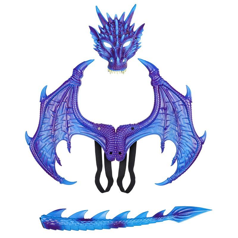 Upgraded RP Dragon Costume Set Wings Tail Mask Halloween Party Cosplay Adult Fancy Dress