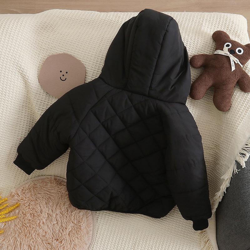 Autumn and Winter Children's Cotton Padded Clothes for Boys and Girls Cotton Padded Clothes for Neutral Velvet Warm Coat for Children Diamond Plaid