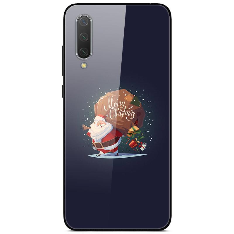 New Year Christmas Case For Xiaomi Mi 9 Lite CC9 CC9E A3 9T SE Tempered Glass Hard Cover For Redmi Note 8T 8 7 K20 Pro Bumper