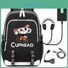 Стильный рюкзак Cuphead с портом USB для зарядки для детей и мальчиков, для школы