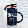 Ceramic Coffee Mug 450ml Funny Flame Extinguisher Cup with Lid Ice Chocolate Milk Beverage Mug Creative Gift for Men Women