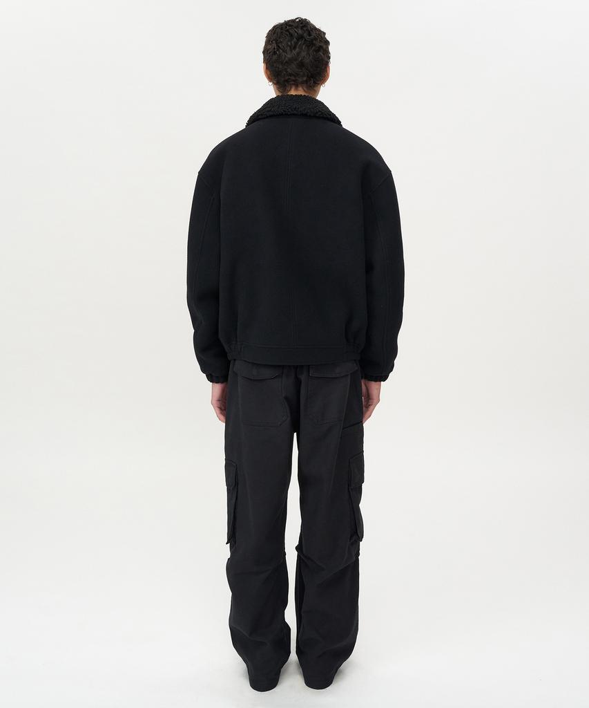 Insilence Detachable Collar Cashmere Blouson Black