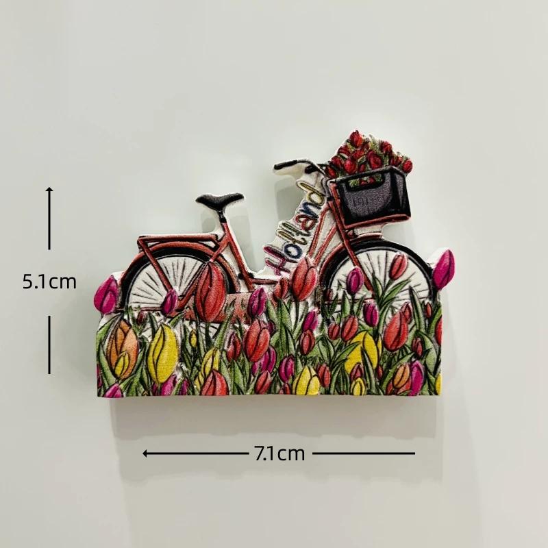 Netherlands Amsterdam Bicycle Windmill Tulip Resin Fridge Magnet Stickers Travel Souvenir Gift Landscape Home Kitchen Decor