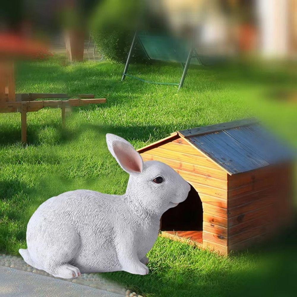 Поделки из смолы Пасхальный Белый Кролик Скульптура Садовый Ландшафт Статуя Кролика Украшение для Дома