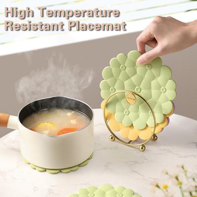 Подставка для столовых приборов Подставка в форме цветка Противоожоговая Жаропрочная Нескользящая Водонепроницаемая Теплоизоляция Силиконовый Безопасный обеденный коврик для мытья в посудомоечной машине Стол